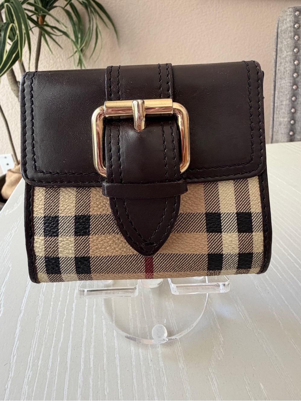 Authentic Burberry Nova Check Beige Brown Leather Wallet - Picture 1 of 7